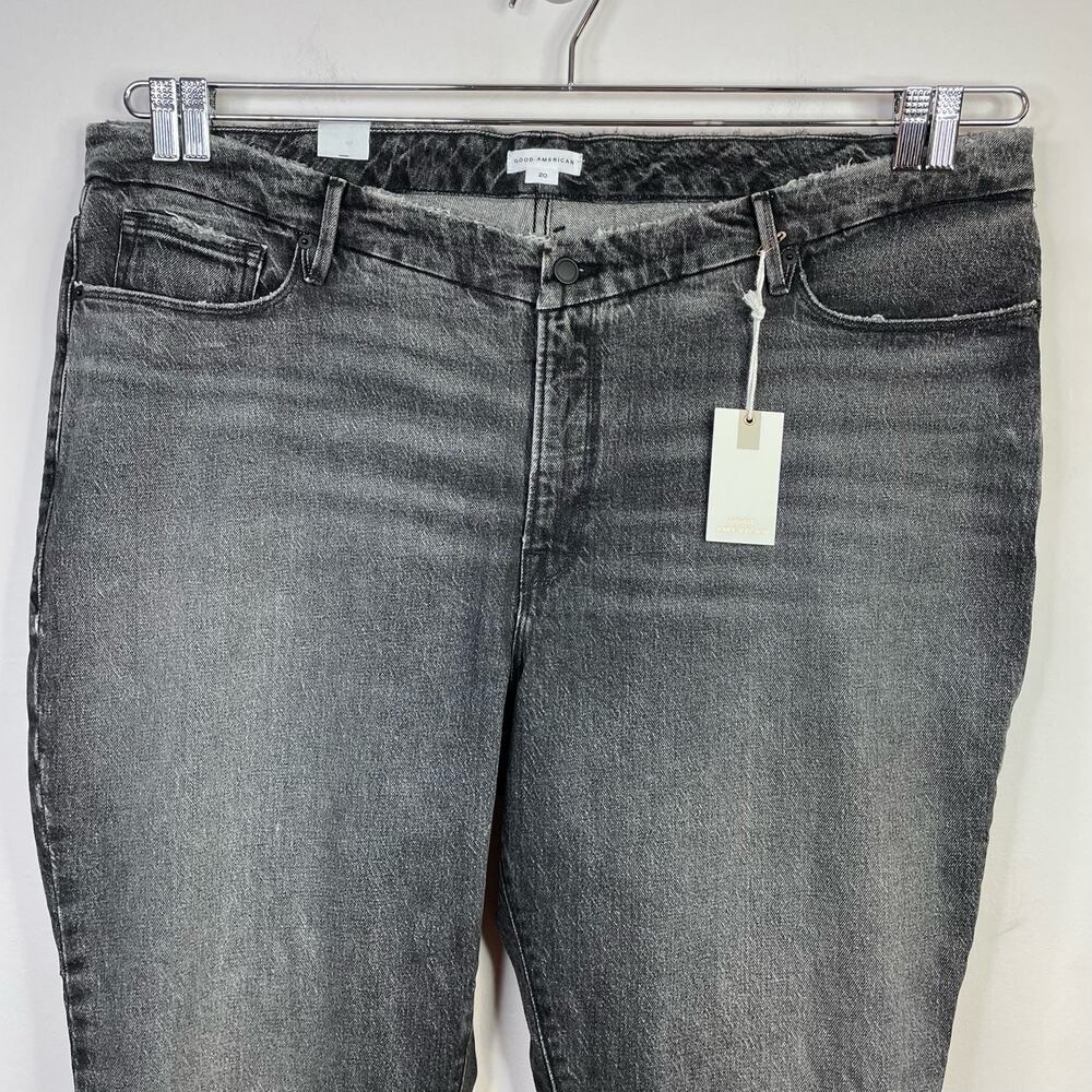 Good American Good Classic Low Waist Fray Black Gray Ankle Jeans womens 20 new - Picture 3 of 16